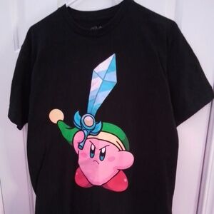 Nintendo Kirby as Link from Zelda Mens Size Large Vintage Logo T-Shirt